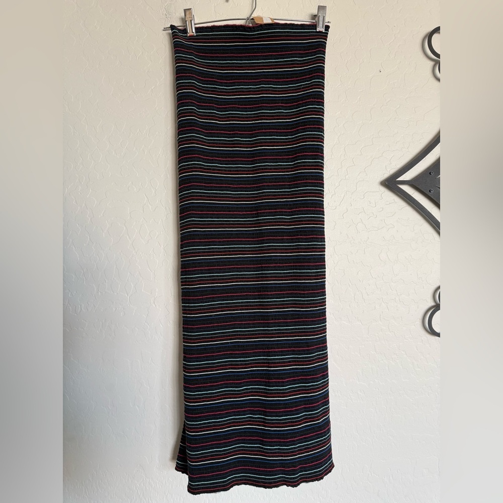 Saaksha & Kinni Silk Blend Striped Midi Skirt Front Zip Slit - New - Size S — image 4 of 6